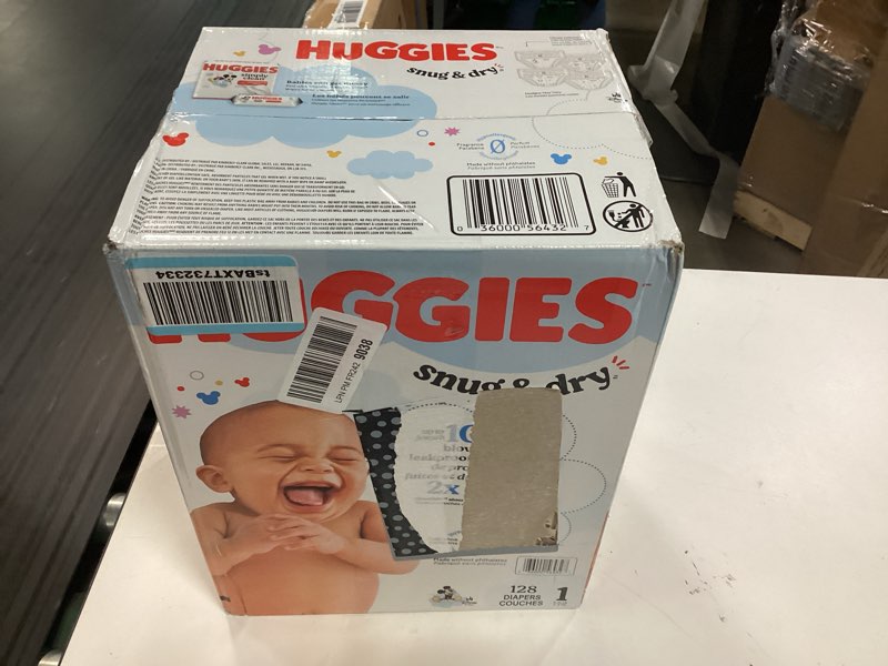 Condition photo showing New/Like New for huggies size 1 diapers, snug & dry newborn diapers, size 1 (8-14 lbs), 128 count, packaging may vary