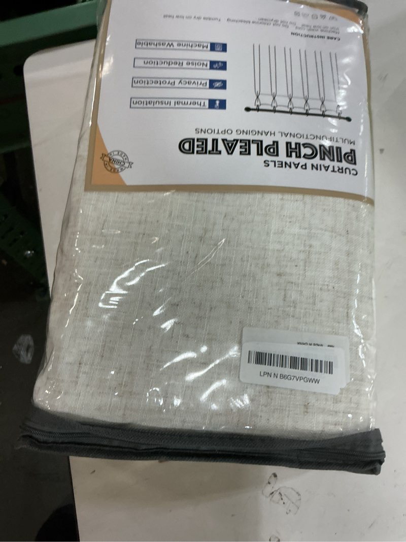 Condition photo showing New/Like New for pinch pleated curtains blackout, linen blackout curtains 96 inches long for bedroom, thermal insulated pinch pleated drapes for living room, 40" w x 96" l (pack of 2), natural bare | natural 40"w x 96"l (pack of 2)