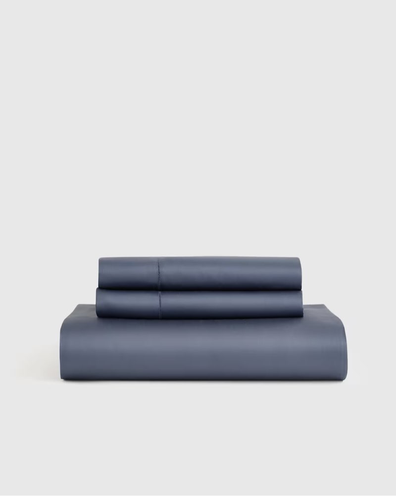 signature giza cotton sateen fitted sheet set, midnight, king