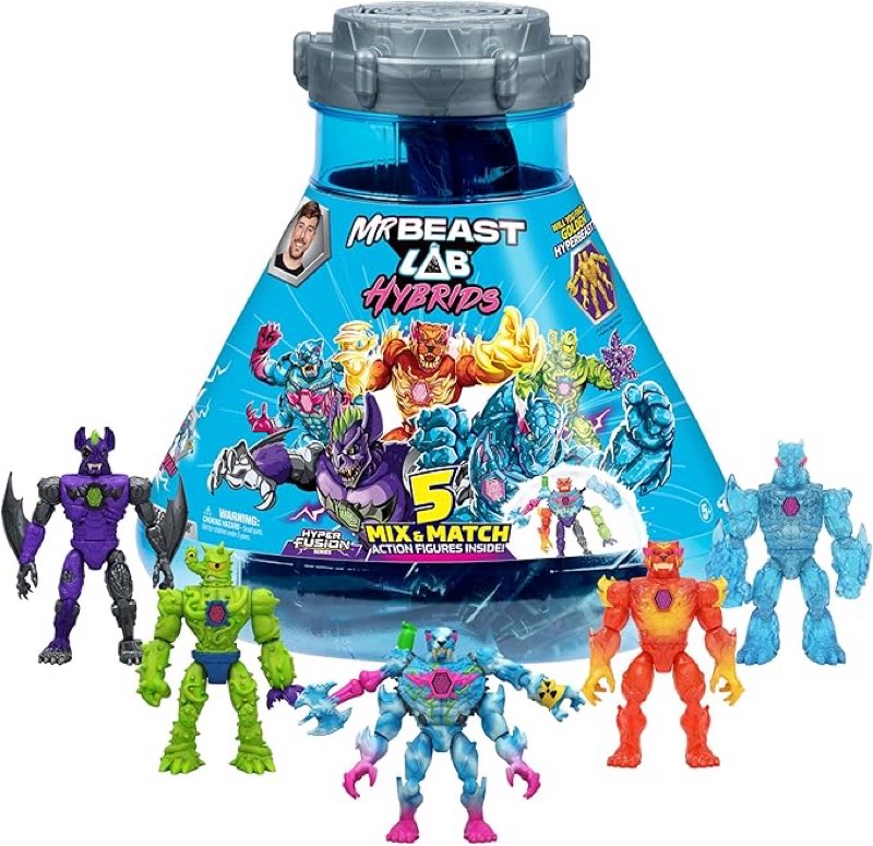 MrBeast Lab Hybrids Mega Pack, Reveal Different Hybrid Parts to Create 5 Mix & Match Action Figures, Including a Mega Torso Panther Experiment to Reveal Hybrid's Real Colors, Collect 30+ Beasts
