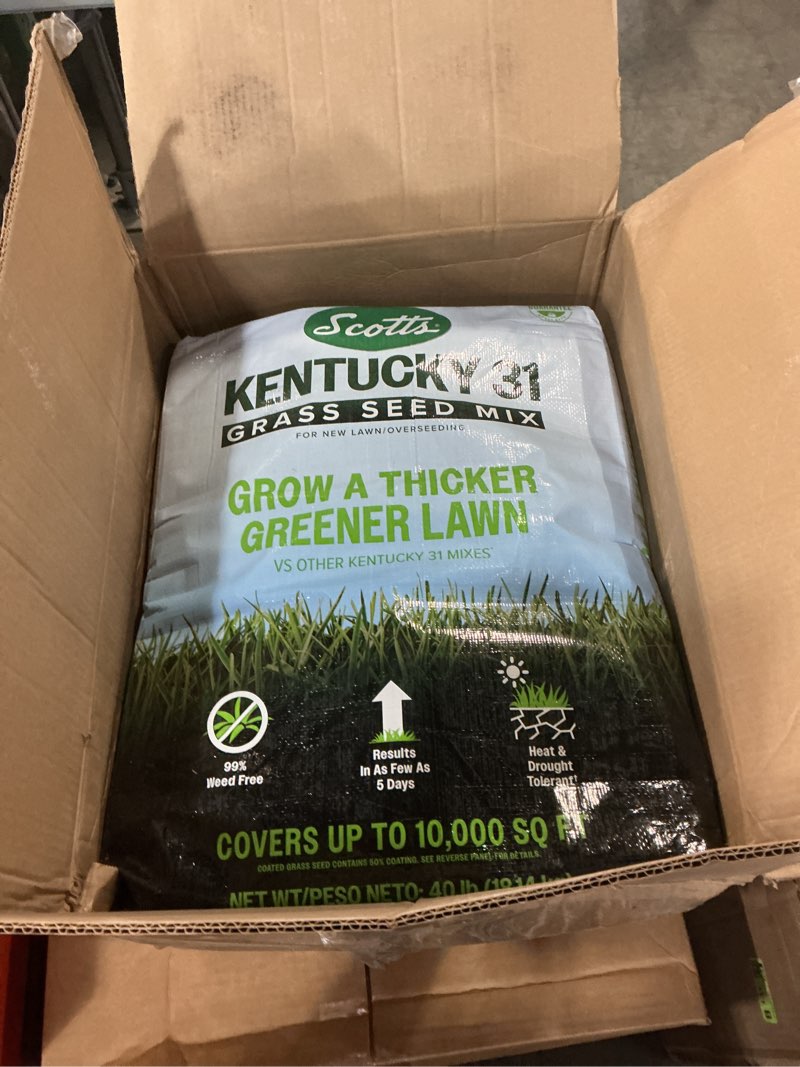 Condition photo showing New/Like New for scotts kentucky 31 grass seed mix - premium lawn grass seed, covers up to 10,000 sq. ft., 40 lb