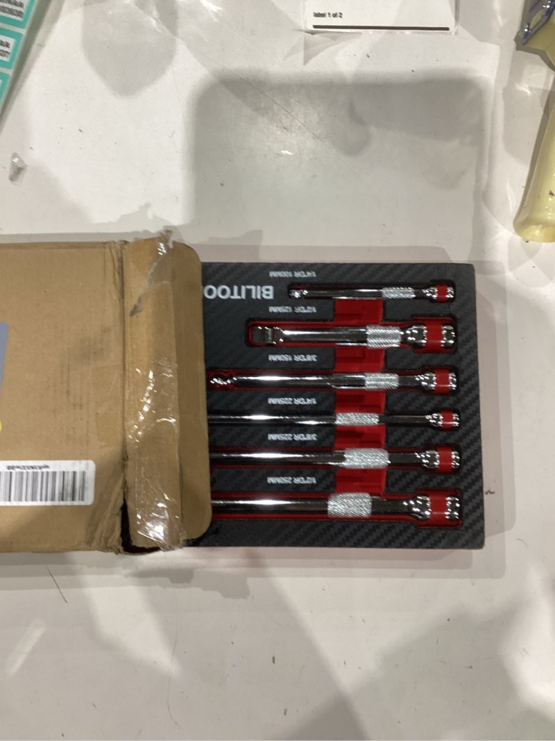 Condition photo showing Good Condition for BILITOOLS Wobble Extension Set, 9 PCS 1/4", 3/8" and 1/2" Drive Ratchet Extension Set Flexible, Cr-V Steel Extension Set Wobble