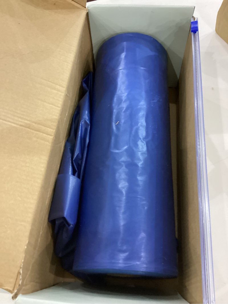 54 in x 300 ft blue plastic table cover roll with slide cutter, cuts up to 36 rectangle 8 feet dispo