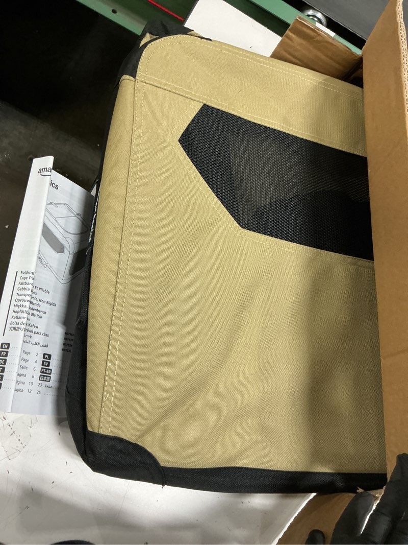 Condition photo showing Good Condition for Amazon Basics 2 Door Foldable and Portable Travel Pet Kennel for Cat, Dog, Rabbit, 26 inch, Tan, S 26" x 18" x 18" Tan S 26" x 18" x 18"