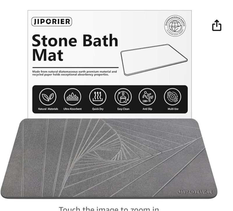 Stone Mat, Diatomaceous Earth Bath Mat, Quick-Drying, Easy to Clean, Super Absorbent Non-Slip Diatomite Stone Bath Mat for Bathroom Tub, Kitchen Dish (23.6 * 15.7) Grey