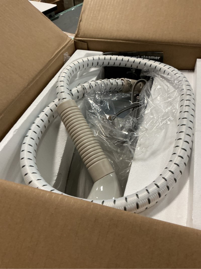 Condition photo showing New/Like New for SALAV Heavy Duty Commercial Full-Size Garment Steamer with Foot Pedals and Extra Large 3L (101.5 oz) Water Tank, 1800 watts, 90+min of Continuous Steam (White)