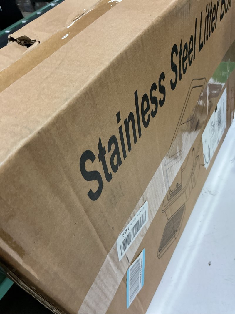 Condition photo showing Good Condition for Stainless Steel Litter Box with Lid,Front Entry Top Exit Kitty LitterBox,Extra Large Enclosed Metal Cat Box with Litter Scoop & Litter Mat-Black