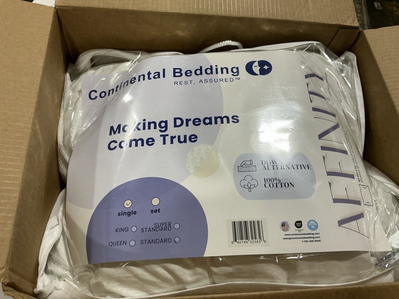 Condition photo showing Good Condition for Continental Bedding Down Alternative Pillow - Standard Size Pillow Downlike Bed Pillows for Side, Stomach, Back Sleepers - Set of 1 Pack