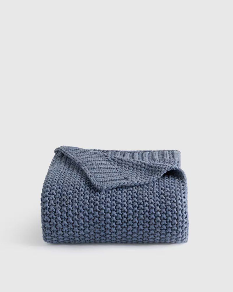 Quince Cotton Fisherman Throw color:mineral size 60x60