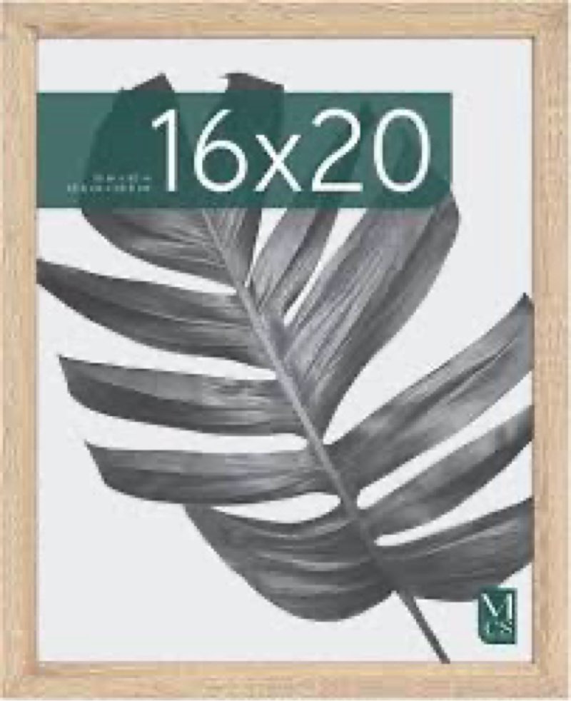 MCS Studio Gallery 16x20 Poster Frame Natural Woodgrain Engineered Wood, Vertical & Horizontal Wall Hanging Large Picture Frame for Photos, Posters & Art Prints (1-Pack)