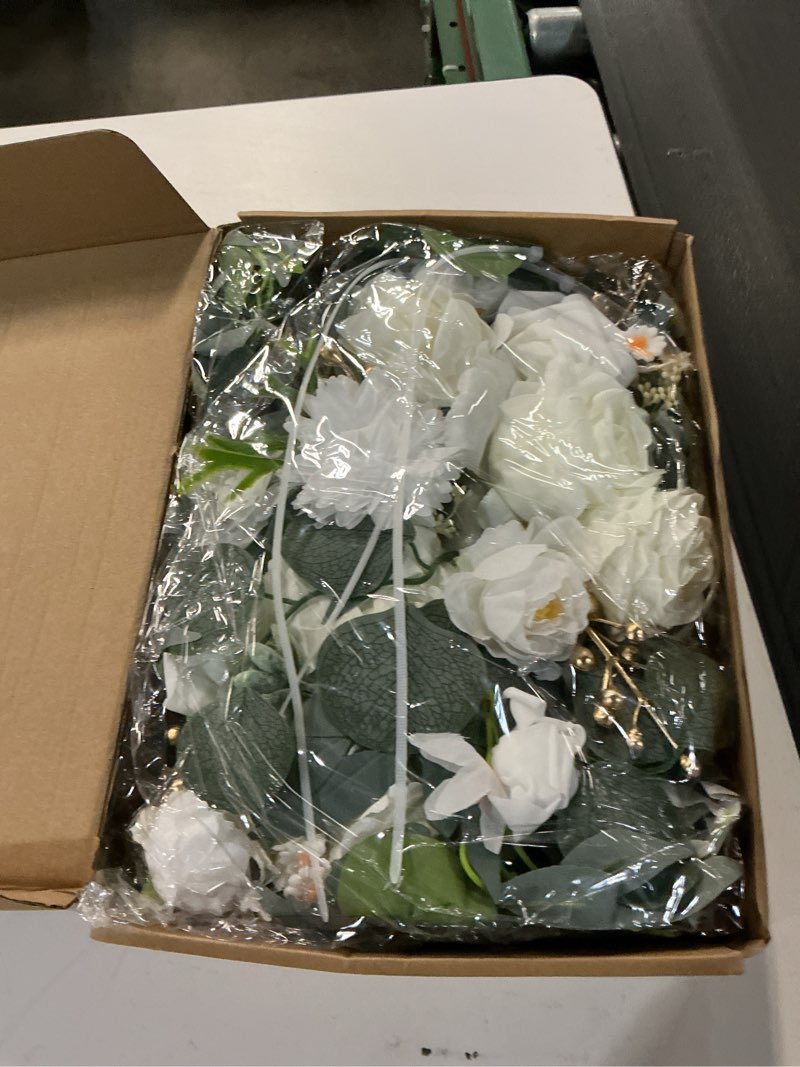 Condition photo showing New/Like New for wedding arch decorations 2 pack - reusable artificial hanging flowers floral swag greenery garland for wedding welcome sign backdrop bridal ceremony reception backdrop decoration white 2