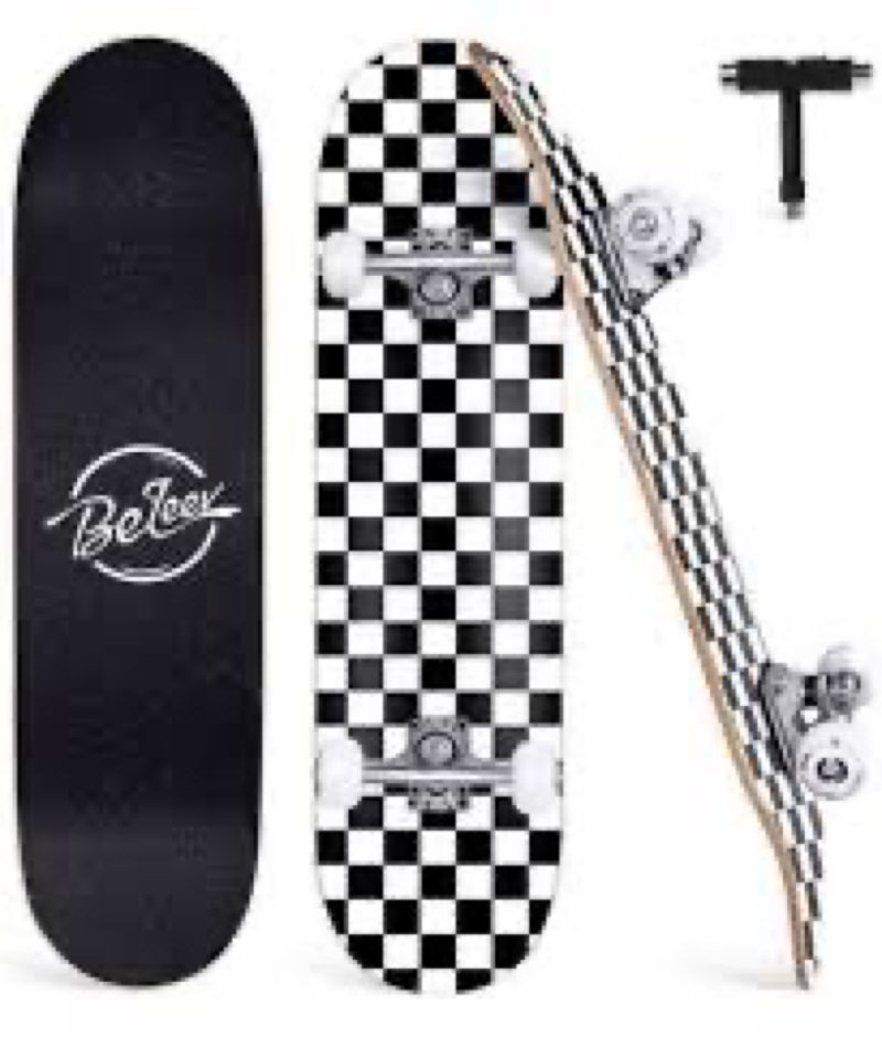 BELEEV Skateboards for Beginners, 31x8 Inch Complete Skateboard for Kids Teens Adults, 7 Layer Canad