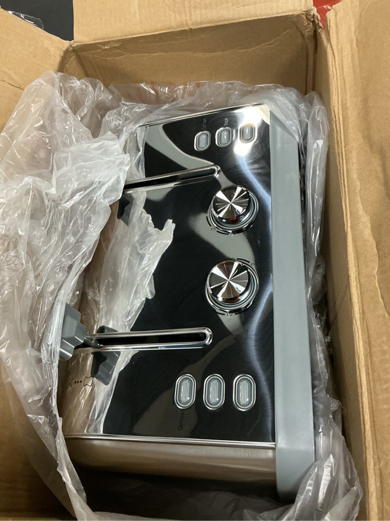 Condition photo showing Good Condition for toaster 4 slice retro stainless steel,best prime 4 slice toaster wide solt with 7 shade settings, perfect for waffles, bagels and more lainsten t-527