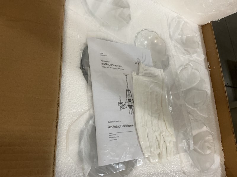 Condition photo showing New/Like New for agv lighting ch003 k9 crystal chandeliers, french classic style light fixture, 6-lights, d22 x h20, adjustable chains 59", shinny gold finish frame gold 003