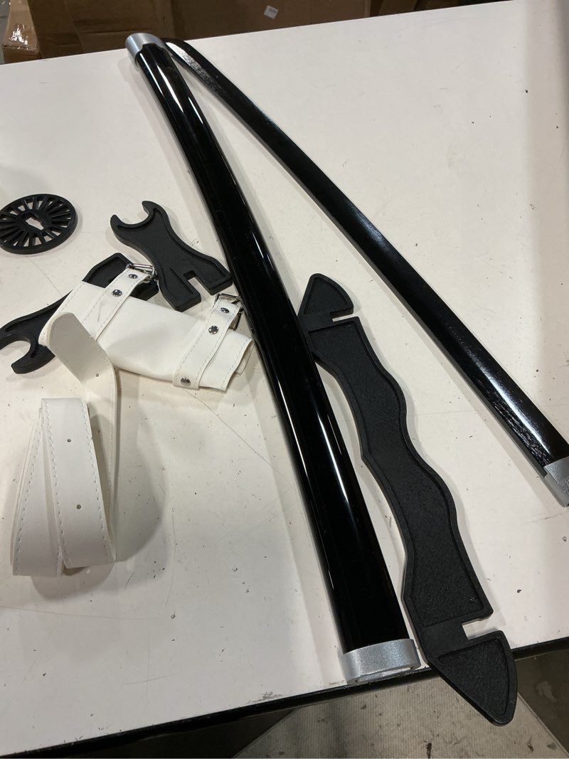 Condition photo showing As Is for (incomplete)demon slayer sword 41inch,with display stand and belt, rengoku sword/tanjiro sword/zenitsu sword/anime original texture,for demon slayer cosplay and collection,various styles available black tanjiro