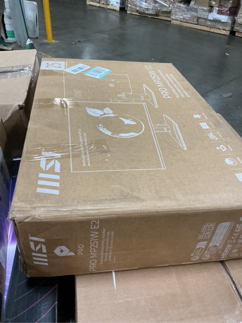 Condition photo showing As Is for MSI PRO MP251W E2 24.5-inch IPS 1920 x 1080 (FHD) Gaming Office Monitor, 120Hz, Adaptive-Synch, HDR Ready, HDMI, VGA Port, Display Port,VESA Mountable, Tilt, Speaker, 4-Side Slim Bezel,1ms, White