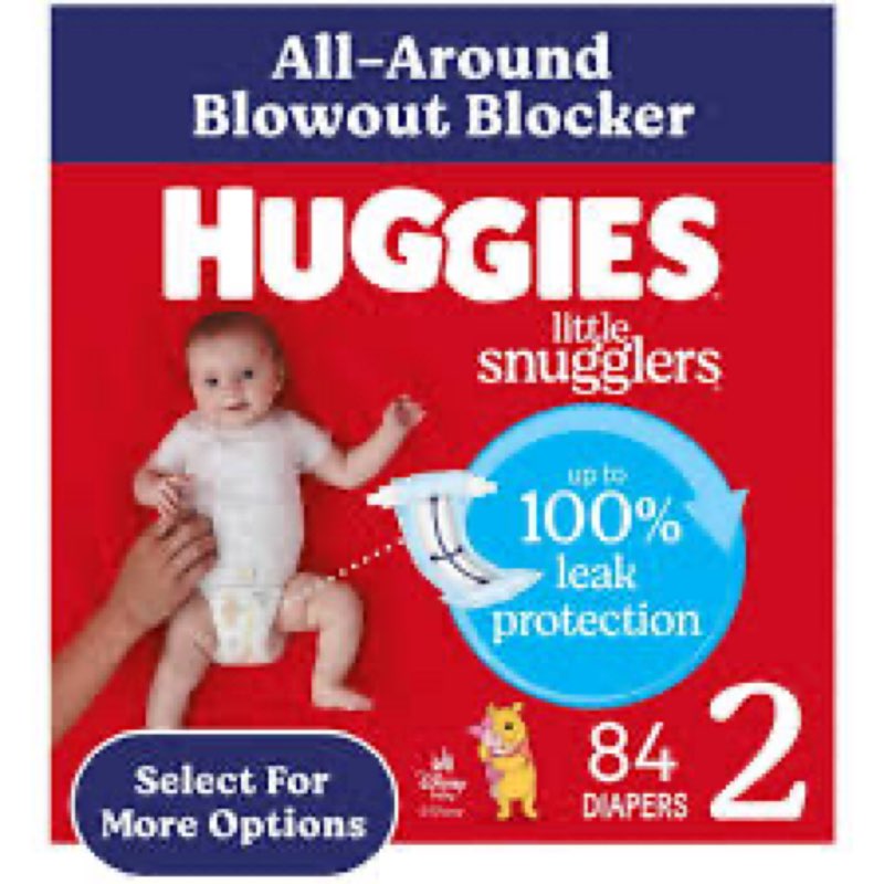Huggies Size 2 Diapers, Little Snugglers Baby Diapers, Size 2 (12-18 lbs), 84 Count, Packaging May Vary Size 2 84