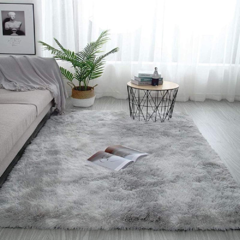 Pauwer Plush Shaggy Area Rugs Silky Smooth Fur Rugs Modern Indoor Plush Fluffy Rugs Anti-Skid Playing Mat for Bedroom Living Room Floor Carpet Mat (Light Grey,