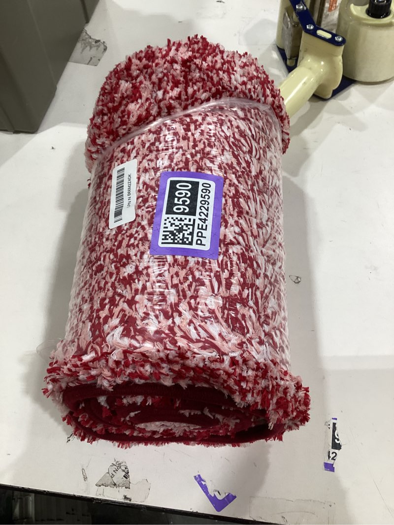 Condition photo showing New/Like New for arotive microfiber bathroom rugs, shaggy soft and absorbent bath rug, non-slip, thick plush machine washable dry bath mats for bathroom, tub and shower, 70x24, burgundy, rectangular burgundy rectangular 70" x 24"