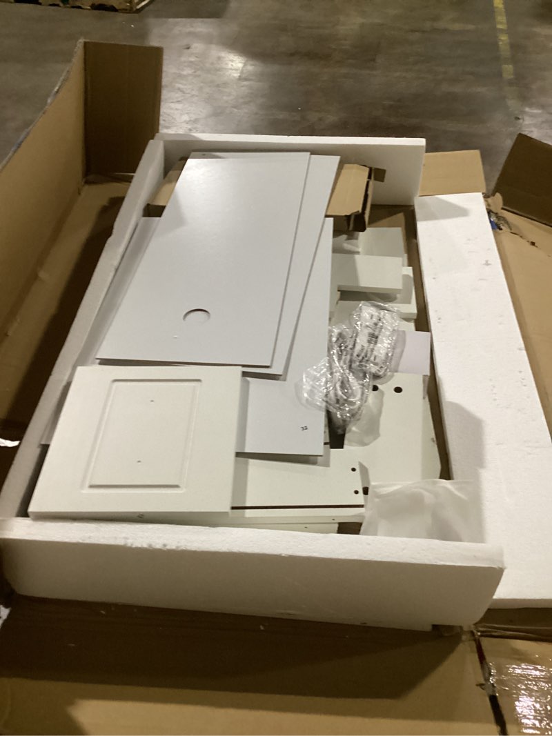 Condition photo showing Good Condition for Vanity Desk with Mirror and LED Lights, 43'' W Makeup Vanity Desk with Power Outlet, 3 Color Modes, 7 Drawers Vanity Table with Chair, Dressing Table for Bedroom, Dressing Room White