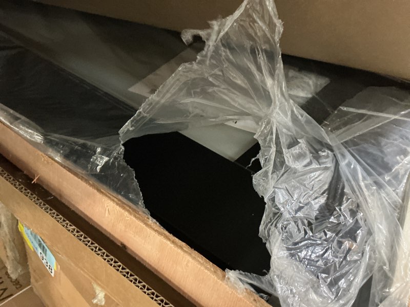 Condition photo showing Good Condition for frosted glass solid manufactured 27x82  wood painted sliding barn door black