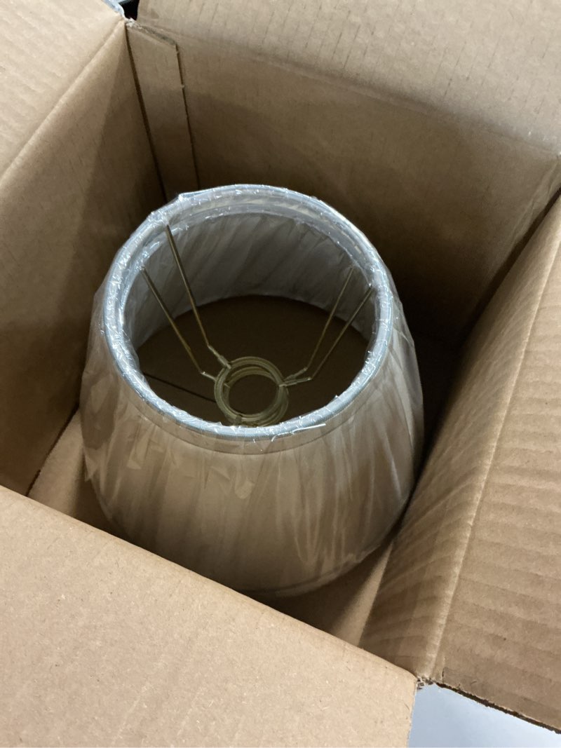 Condition photo showing Good Condition for Aspen Creative 58909 Empire Uno Lamp Shade in Cream with Powder Blue, 5" Top x 9" Bottom x 7" Slant Height, Slip UNO 33mm
