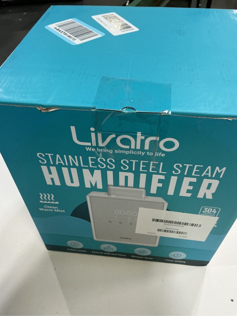 Condition photo showing As Is for Stainless Steel Humidifier, 3L Warm Mist Humidifier, Easy Clean with Warm Steam Humidifier, Healthy Air Mist Humidifiers for Bedroom Living Room, with Sleep Mode and Auto-off Setting 3LWhite