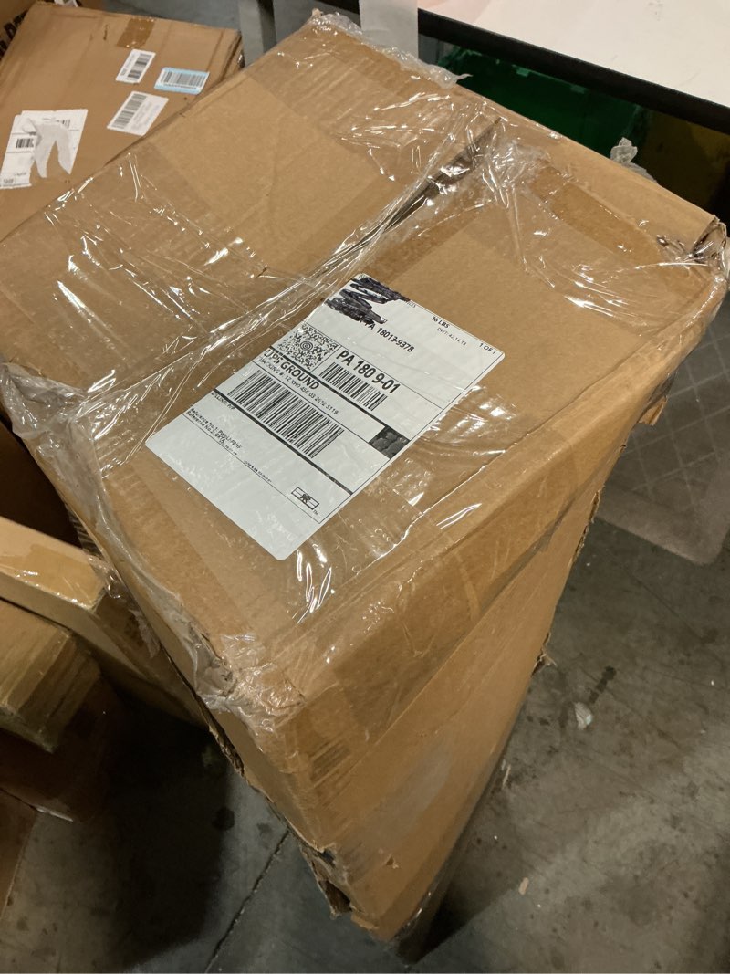 Condition photo showing As Is for mobile, height-adjustable laptop desk featuring wheels and a rectangular top (similar to stock photo)(missing parts)