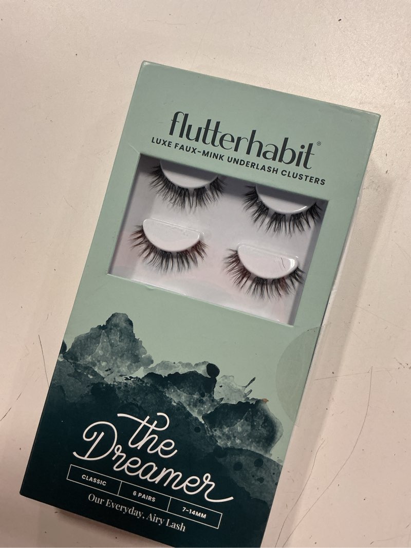 Condition photo showing New/Like New for flutterhabit the dreamer lash starter set, underlash extension kit for beginners, 6 lightweight faux mink clusters in 7 to 14 mm doll eye style, reusable diy cluster lashes, adhesive sold separately