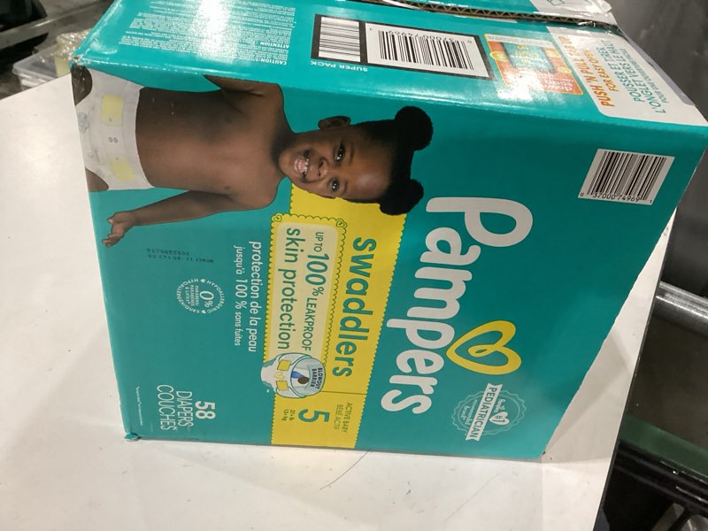 Condition photo showing New/Like New for Pampers Swaddlers Diapers, Size 5 (20-37 lbs), 58 Count, Absorbent, Keeps Baby Dry and Comfortable, Skin Safe Disposable Baby Diaper (Packaging May Vary) Size 5 58