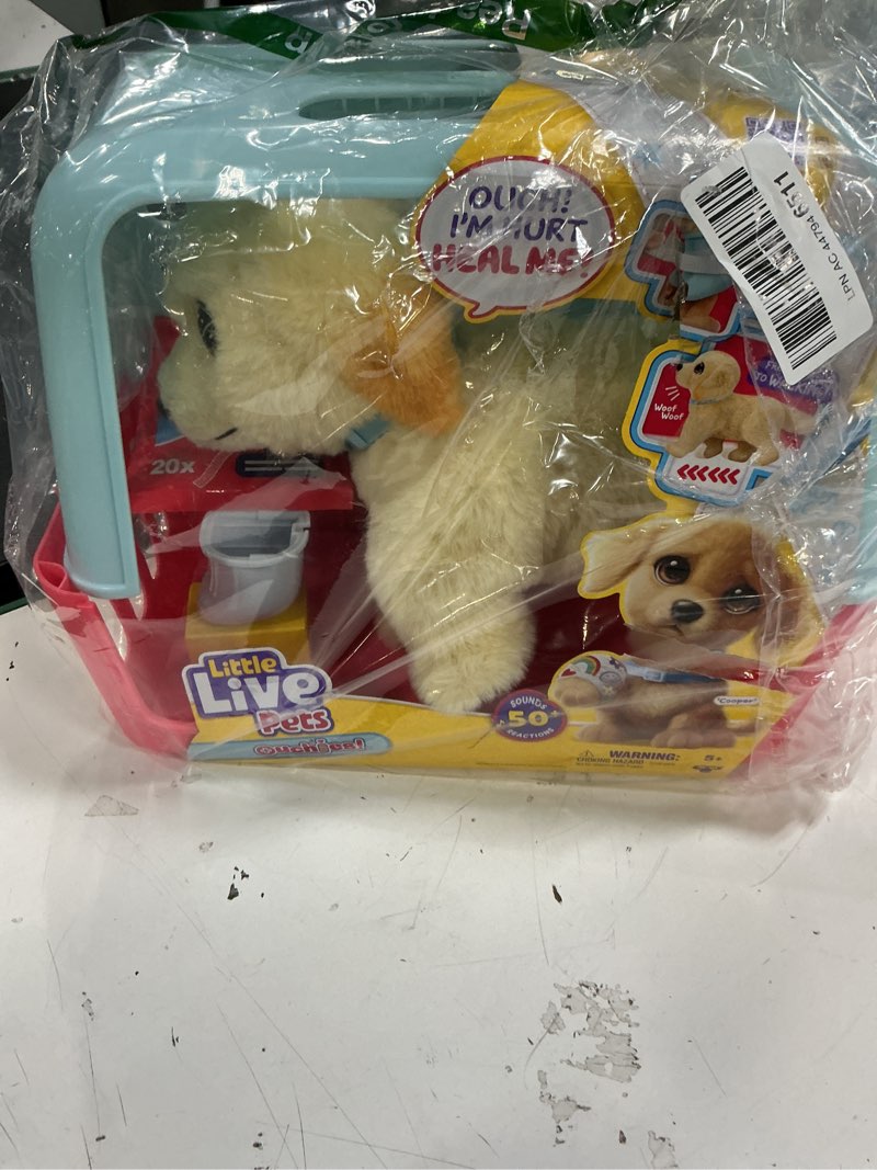 Condition photo showing New/Like New for Little Live Pets Ouchies Cooper The Retriever Puppy, 50+ Sounds, Limping to Walking Puppy Toy with Vet Carrier, Interactive Toy Dog for Kids Ages 5+