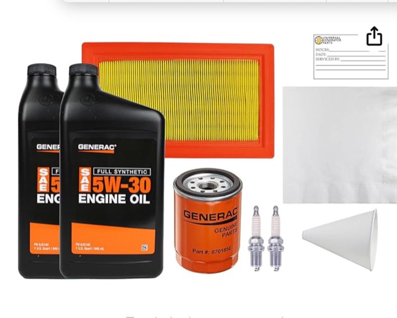 Generac 0J93230SSM 20Kw-22Kw SM 999 Maintenance Kit (Synthetic Oil)