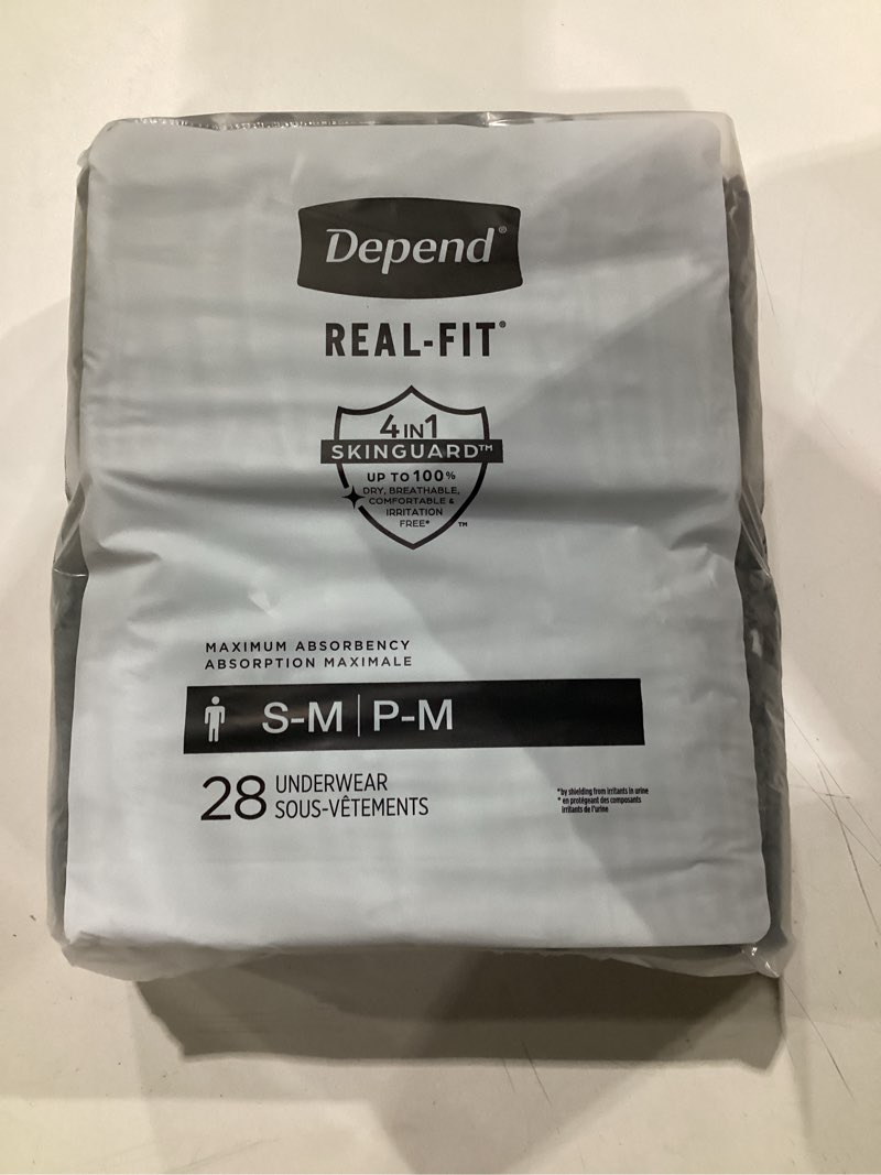Condition photo showing Good Condition for depend real fit incontinence underwear for men, s/m, 56 count gray small/medium 56