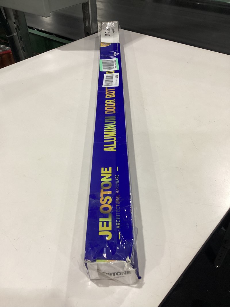 Condition photo showing As Is for SCUFFED JELOSTONE U-Shaped Aluminum Door Bottom Shoes with Drip Cap(Matte Black) - Fire Rated - 1-3/4\"W x 1-