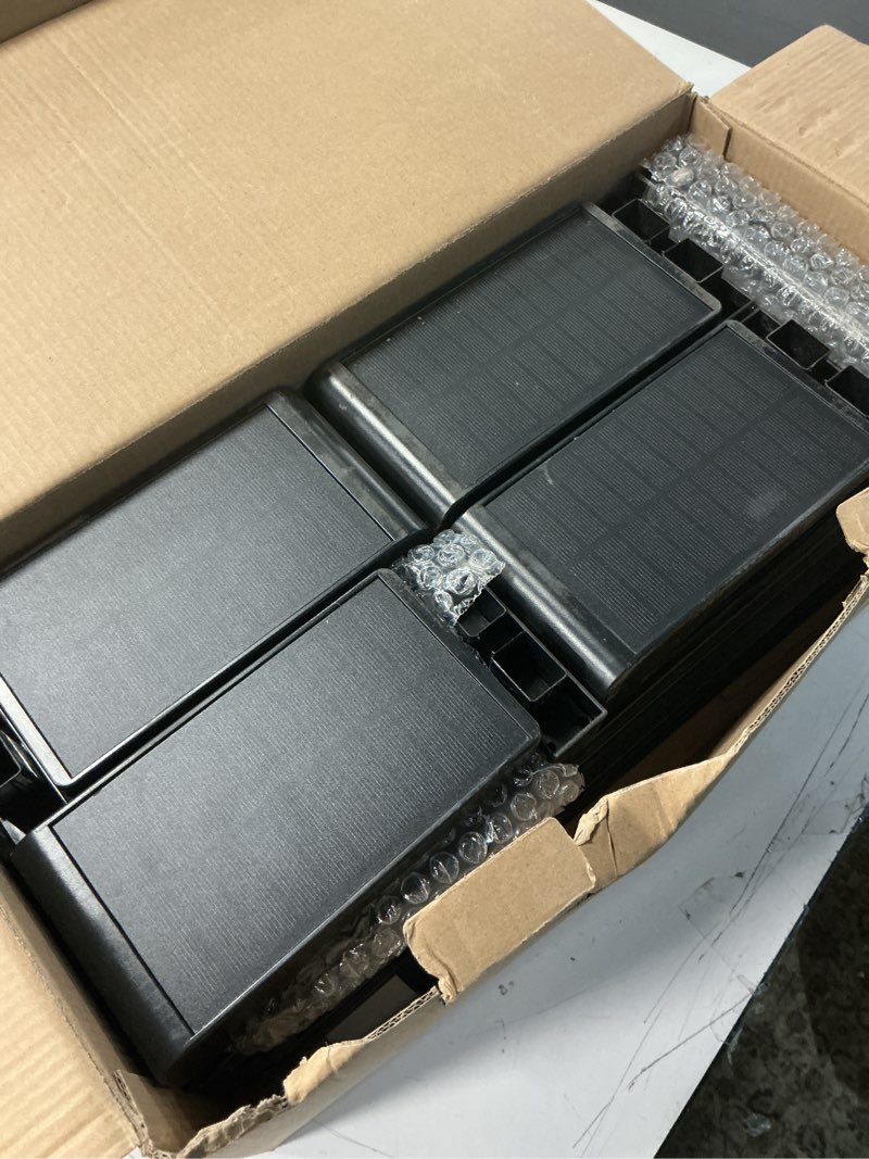 Condition photo showing As Is for Solar Pathway Lights 8 Pack with Warm White and Cool White Mode, Modern Solar Path Lights Outdoor Waterproof, Perfect Solar Lights for Backyard, Lawn, Driveway, Walkway, Garden Decorative. 8PACK