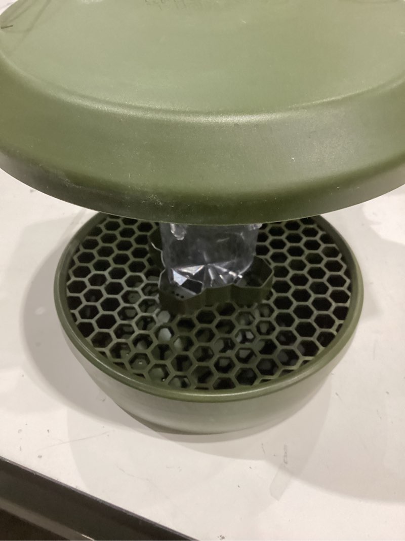 Condition photo showing As Is for swissinno bird feeders - no mess hanging bird feeder for outdoors - smart birds davos spill proof wild cardinal & small bird feeder with integrated seed catcher tray - dual chamber - green green davos