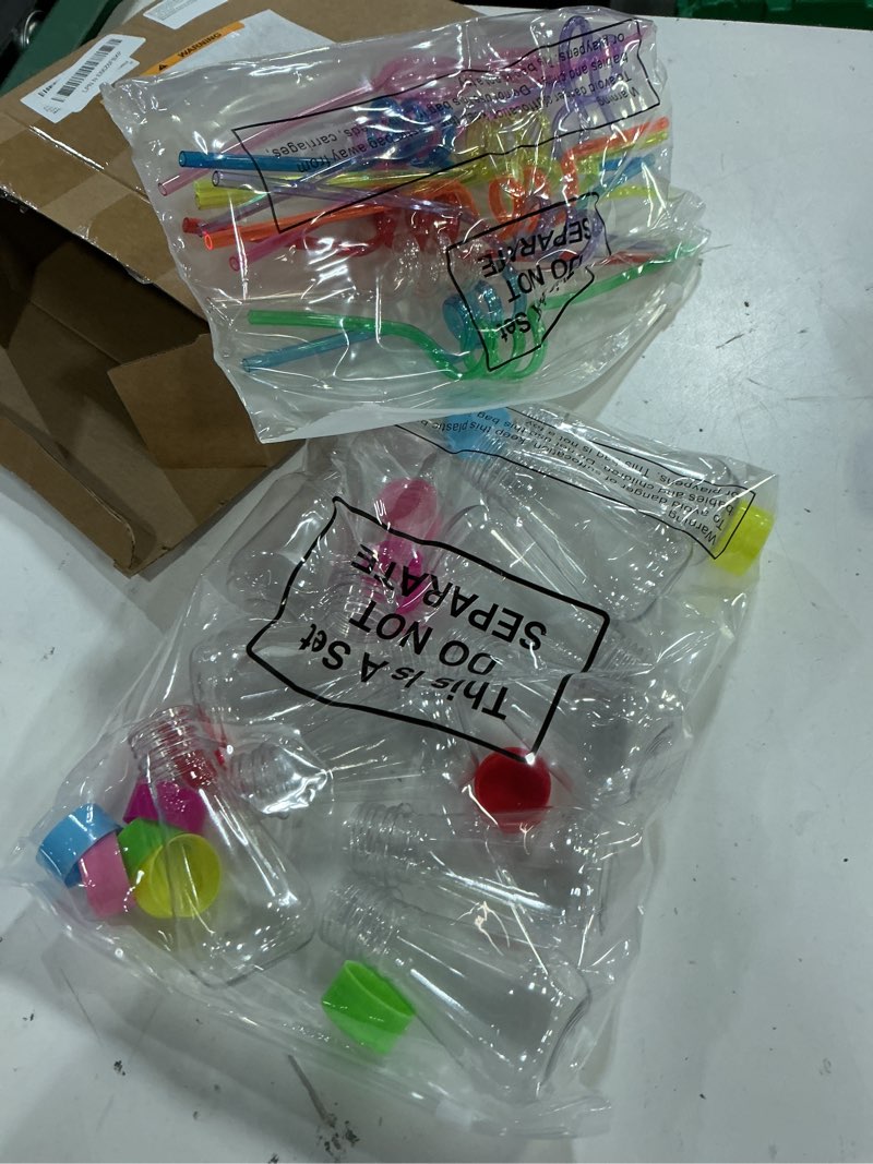 Condition photo showing Good Condition for jingmore 36 pcs science party theme cups set with silly loop straws science stickers plastic reusable small conical flask bottles test tubes for birthday party decorations(conical flask)