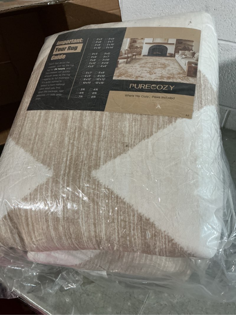 Condition photo showing Good Condition for 8x10 checkered area rugs for living room beige machine washable large rug non-slip stain resistant low pile boho accent indoor throw carpet for bedroom dining room home aesthetic decor 8' x 10' (rectangular) checkered beige