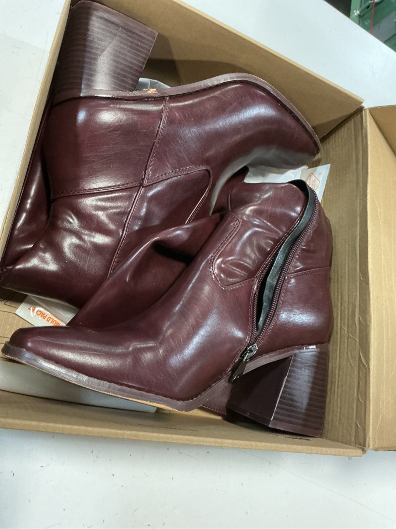 Condition photo showing As Is for vomira knee high boots women wide calf boots for women square toe tall boots chunky heel leather long boots winter fall boots black boots for women 9 burgundy