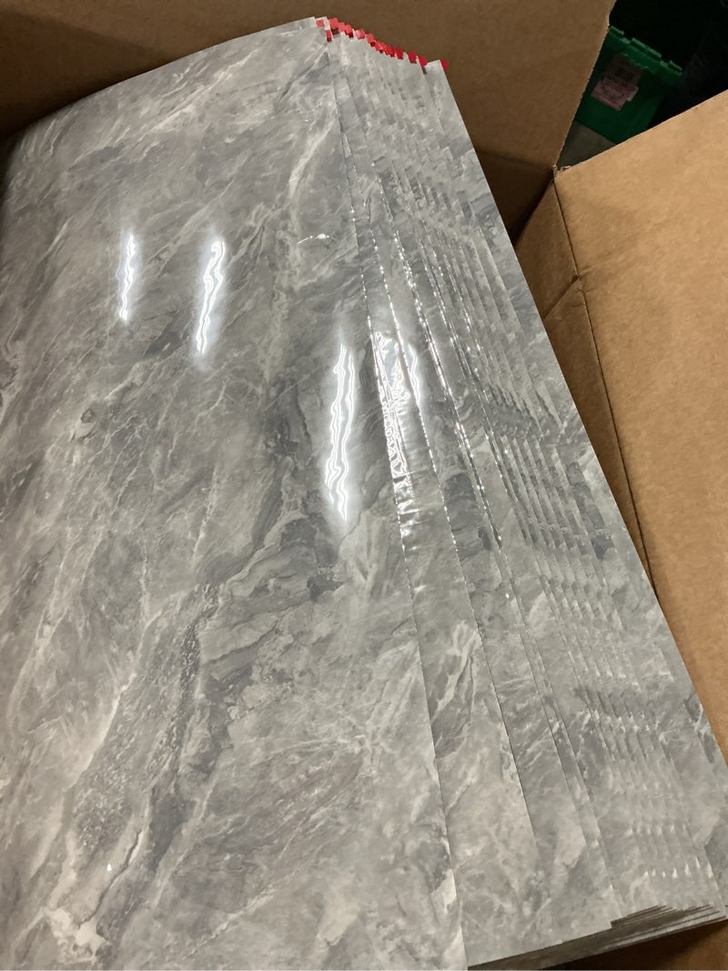 Condition photo showing Good Condition for wadile 23.6"x11.8" waterproof marble peel and stick wall panels marble tile pvc backsplash tiles for kitchen, bathroom, living room, bedroom 20 pack dark grey 20 pack dark gray