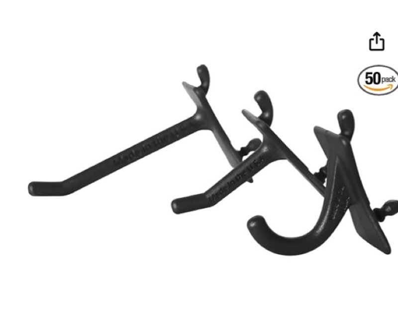 Greenleaf Industries PegPro® J & 2\\\" Hooks Kit for Modern Plastic or Metal Pegboard – Durable Plastic (50 pcs) 