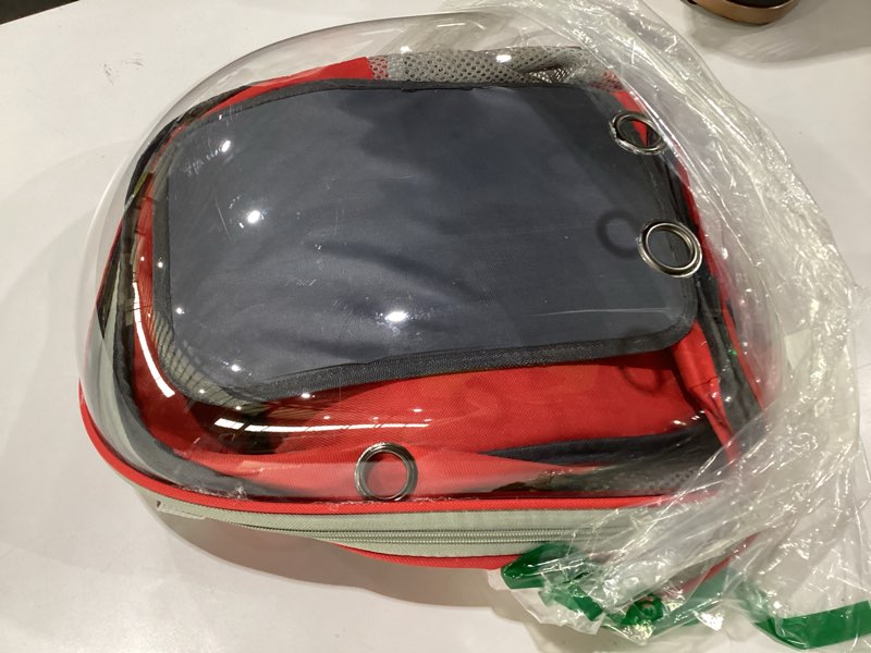 Condition photo showing As Is for cat bubble backpack carrier for small medium dogs cats carrying bag, airline approved pet travel carrying bag dog hiking walking outdoor backpack (red)