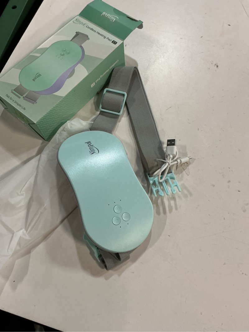 Condition photo showing Good Condition for Slimpal Portable Heating Pad for Period Cramps, Electric Cordless Heating Pad for Menstrual Cramps Relief, 3 Timer Auto Off Setting, Wearable Heat Pad Belt for Her Women Girl Wife, Aqua SPC023 Aqua