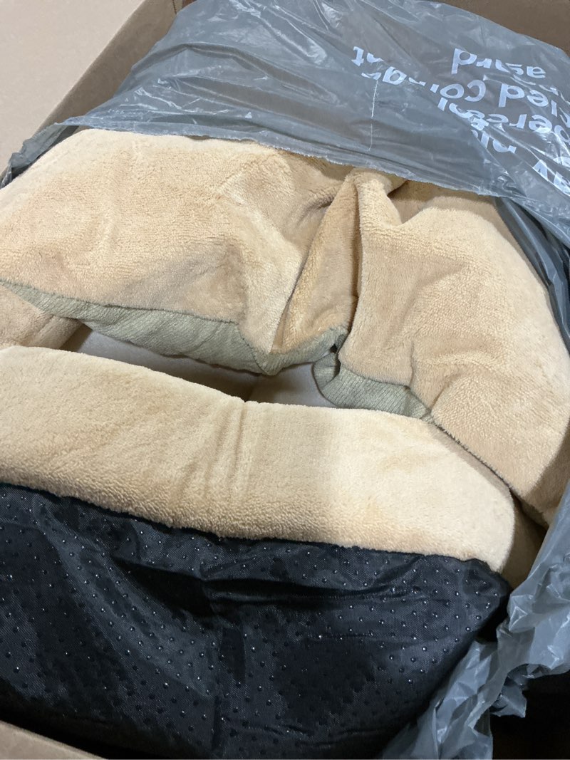 Condition photo showing Good Condition for Best Pet Supplies Dog House Bed Crate Mat Tent Indoor Round Soft Plush for Small, Medium, and Large Breeds - Tan, 19 x 19 x H:19" Tan 19" x 19" x H:19"