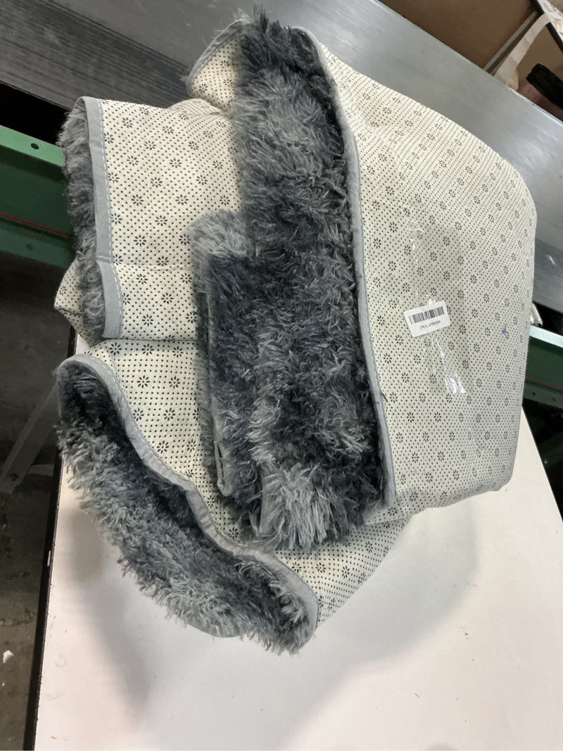 Condition photo showing As Is for Floralux Large Shag Area Rugs 6x9 for Bedroom, Tie-Dyed Dark Grey, Plush Rugs for Living Room, Ultra