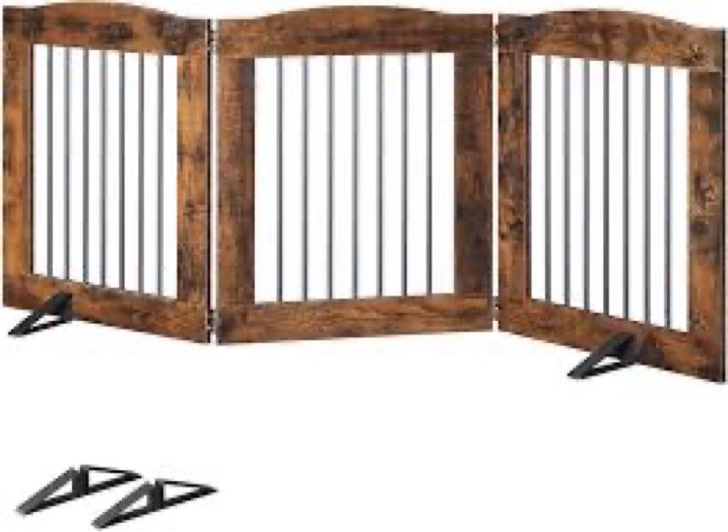 HOOBRO Indoor Dog Gate with Support Feet, 24 Inch 4 Panels, Freestanding Pet Gate for Doorway, Stair