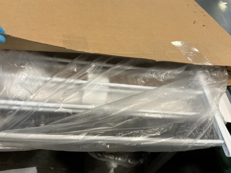 Condition photo showing As Is for Whitmor Spacemaker Folding Drying Rack, Freestanding Indoor Clothes Dryer, Space Saving Compact Design, 6"L x 26"W x 51.5"H, White