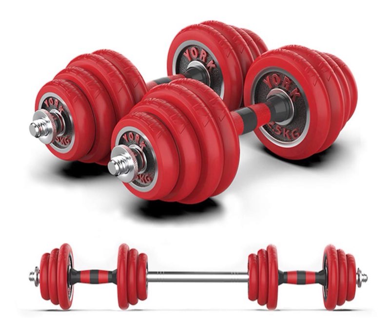 JHVW Cast Iron Adjustable Dumbbell& Barbell Weight Pair, Free Weights 2 in 1 Set, Non-Slip Neoprene 