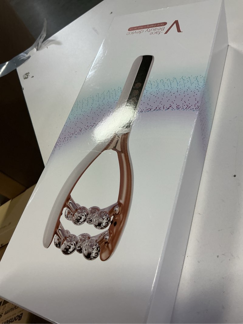 Condition photo showing New/Like New for facial massager with 3d roller,lymphatic drainage tool for face,arm,leg and neck massage - lymphatic contour face brush lift & double chin reducer (pearl white)