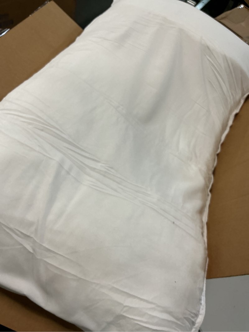 Condition photo showing As Is for Farm To Home 100% Organic Cotton Cover Pillows Queen/Standard Size Set of 2, Down Alternative Hotel Quality Soft Bed Pillow for Back & Side Sleepers, Machine Washable, 20"x28", White Queen(Pack of 2)